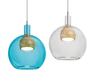 Benji Clear Glass Pendant with Wood Accent