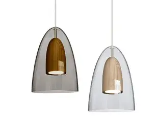 Dano Clear Glass and Wood Pendant