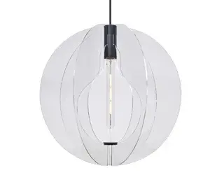 The Benito pendant transforms acrylic into art with laser-cut arcs that create a subtly shimmering orb. Edge-lit segments produce a sophisticated glow, making it a stunning focal point for contemporary spaces.