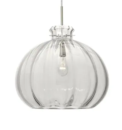 The Pinta 12 combines century-old glassblowing techniques with contemporary design. Its unique optical lines create visual interest while the clear glass allows light to shimmer and sparkle, making it versatile for both classic and modern interiors.