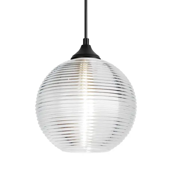 The Kristall outdoor pendant features distinctive ridged clear blown glass that sparkles beautifully when lit. Handcrafted using century-old techniques, this transparent globe design suits both classic and modern outdoor spaces.