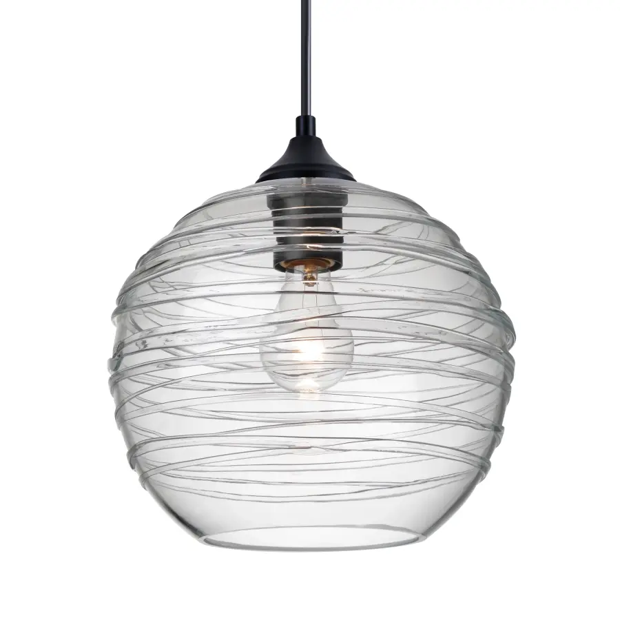 Wave 10.2 Clear Glass Pendant with Rope Wrap