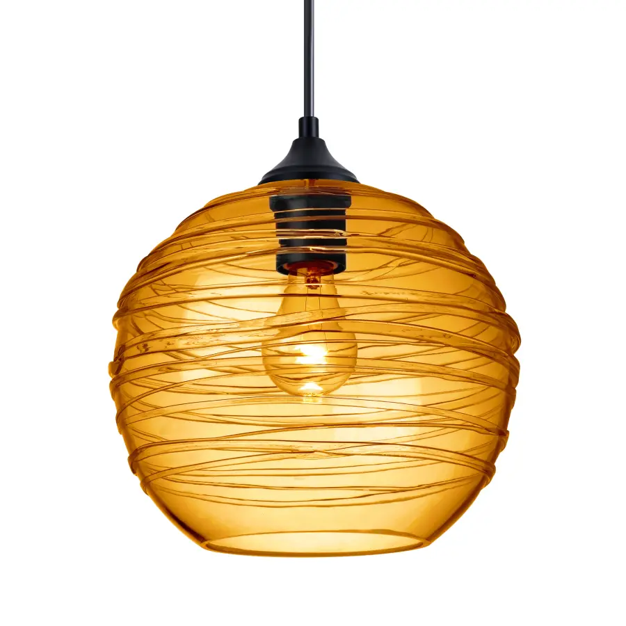 Wave 10 Amber Glass Pendant