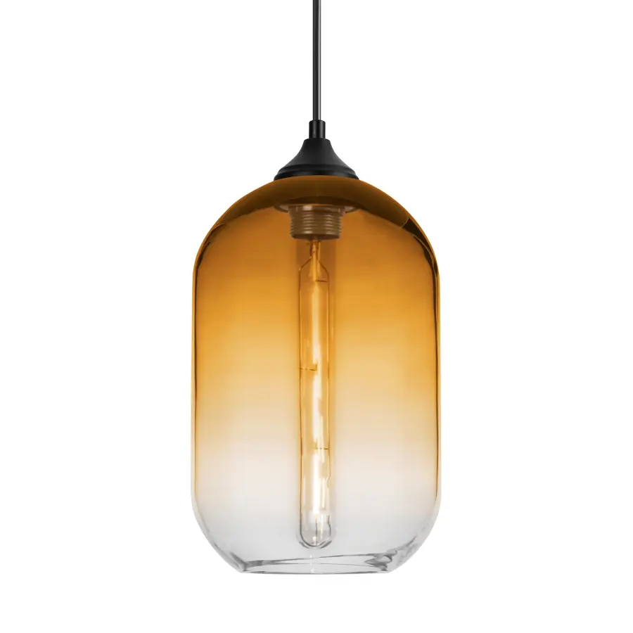 Omega 12 Outdoor Pendant in Amber/Clear Glass