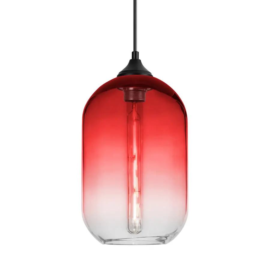 Omega 12 Outdoor Pendant - Red/Clear Glass