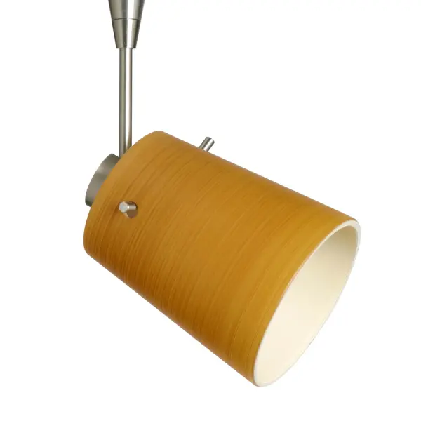 The Tammi 3 Oak spotlight combines artisanal craftsmanship with transitional style. Featuring handblown glass with wood-grain texture and soft off-white tones, it creates ambient lighting that highlights the organic pattern when illuminated.