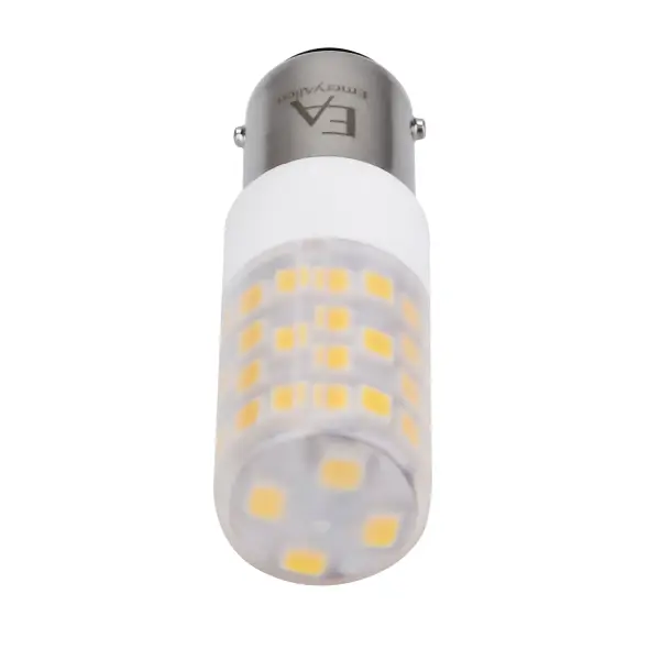 4.5W/Ba15D Dimmable Replacement Lamp W/ Op Lens, Input Voltage 100-120V Ac, 4.5W/450 Lumens, Cri >90, Cct 2700K Width: 0.69" Height: 2.25" Weight: 0.50 lb Maximum Wattage: 4.50 W Bulb Type: Ba15D Bulb Base: Ba15D Light Source: LED Light Output: 450.00 lm Color Temperature: 2700 K CRI: 90 Dimmable Beam Spread: 360.00° Voltage: 120.00 V LED