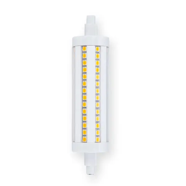 This 10W R7S LED bulb delivers 1100 lumens of warm 3000K light while replacing traditional 100W halogen bulbs. With 36,000-hour lifespan and 360° beam angle, it's ideal for bath lights, pendants, and outdoor fixtures.