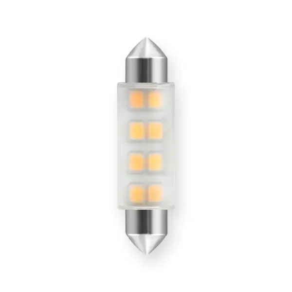 This compact 1.0W festoon LED bulb delivers 100 lumens with exceptional 90+ CRI color rendering and 36,000-hour lifespan. Perfect replacement for 5W incandescent festoons in automotive dome lights, marine applications, and undercabinet fixtures.