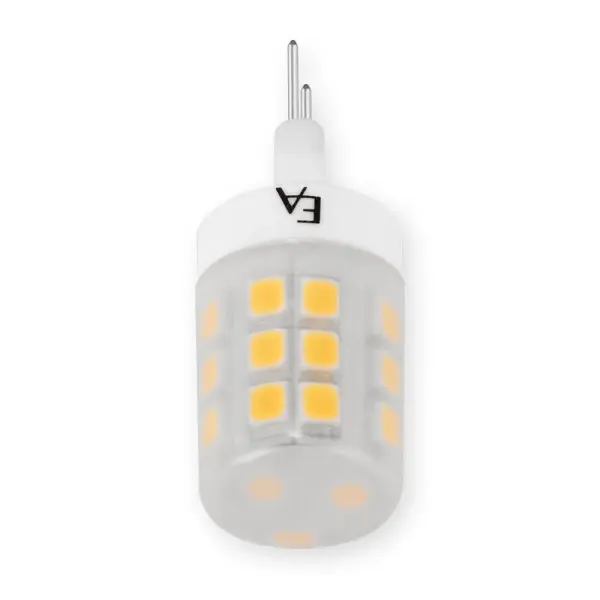 This 2.5W LED bulb replaces 20W halogen G8 bulbs with 250 lumens output and 90+ CRI. Features 36,000-hour lifespan (10x standard bulbs), 360° beam angle, and limited lifetime warranty. Ideal for bath lights, pendants, and chandeliers. - alternate view