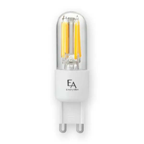 This 3.5W LED filament bulb delivers 300 lumens with 93 CRI, replacing 25W halogens while lasting 15,000 hours. Perfect for bath lights, pendants, chandeliers, and outdoor fixtures requiring G9 base compatibility.