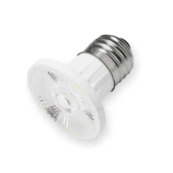 This 7W LED bulb delivers 500 lumens with 90+ CRI, replacing 50W halogens while using 86% less energy. Perfect for track lighting, recessed cans, and accent fixtures requiring E26 base with warm color temperatures. - alternate view
