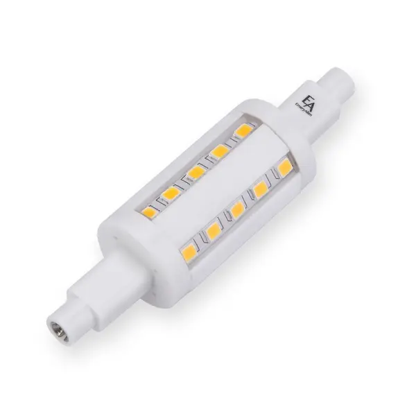 This dimmable LED bulb replaces 50W halogen R7S lamps with just 5W of power while delivering 550 lumens. With 36,000-hour lifespan and 360° beam angle, it's ideal for bath lights, pendants, and outdoor fixtures. - alternate view