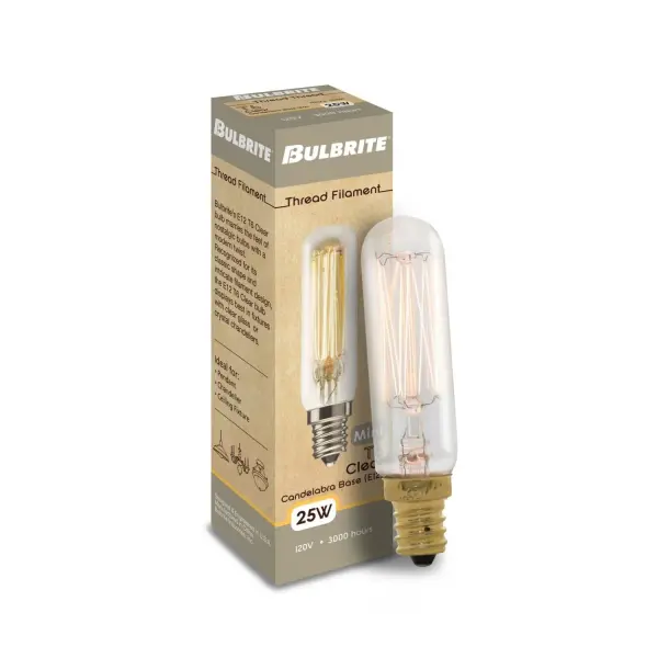 T6 Tubular Incandescent Light Bulb - 25W Clear - Image 2