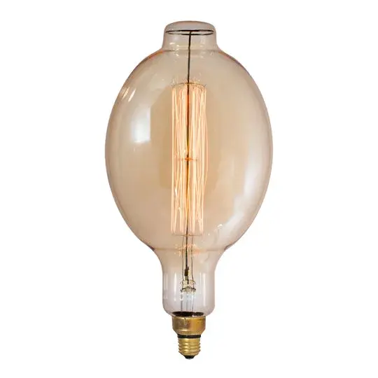 This oversized BT56 bulb delivers warm 2200K amber light with exposed filament threading for authentic vintage character. Fully dimmable with E26 standard base, perfect for statement fixtures and exposed bulb designs.