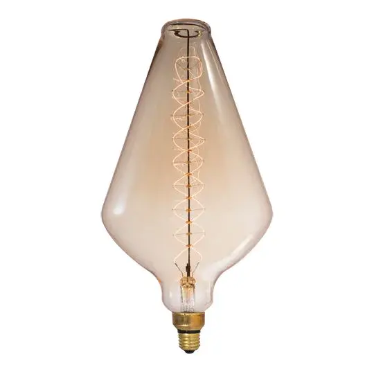 This grand nostalgic bulb combines authentic vintage aesthetics with modern functionality. The diamond-shaped glass showcases a mesmerizing spiral filament that creates warm ambient lighting at 2200K, perfect for exposed bulb fixtures.