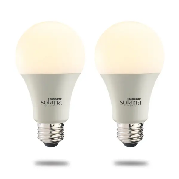 The Bulbrite Solana smart bulb offers seamless voice control via Alexa and Google Assistant with tunable white light from warm 2200K to cool 6500K. Energy-efficient 8W LED replaces 60W incandescent while delivering 800 lumens.
