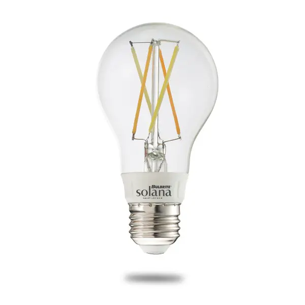 The Bulbrite Solana smart LED bulb combines vintage filament aesthetics with modern WiFi technology. Control via app or voice assistant, set schedules, and adjust brightness remotely—no hub required. Energy-efficient 5.5W replaces 40W incandescent.