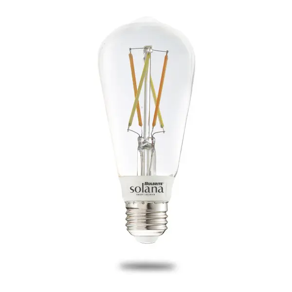 The Bulbrite Solana combines vintage Edison-style aesthetics with modern smart home technology. Control via app or voice assistant, no hub required. Energy-efficient 5.5W LED delivers 500 lumens with warm 2700K light.