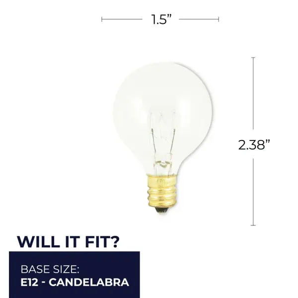 G12 Globe Incandescent Bulb - Candelabra Base - Image 5