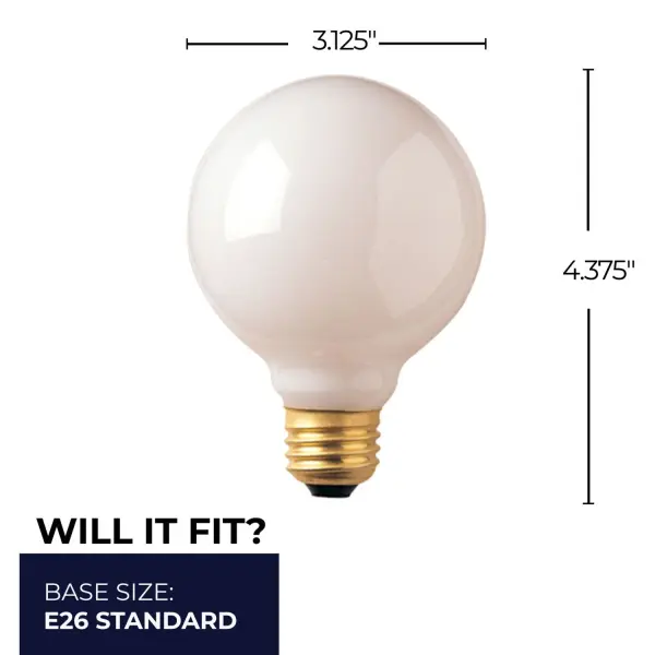 G25 Globe Incandescent Light Bulb - White - Image 5
