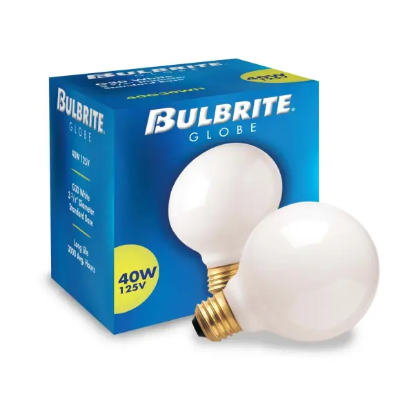 This G30 globe bulb delivers warm, glare-free lighting with its white finish. Perfect for vanities, pendant fixtures, and decorative applications where you want soft ambient light without harsh brightness. - alternate view