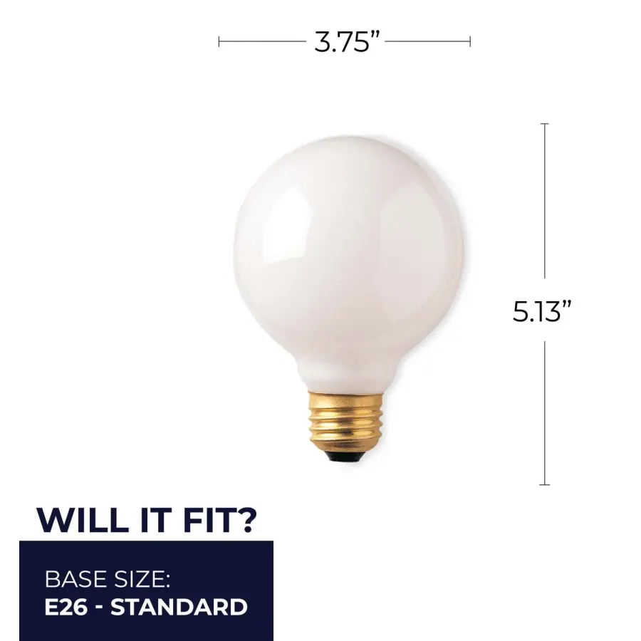 G30 Globe Incandescent Light Bulb - White Finish - Image 5