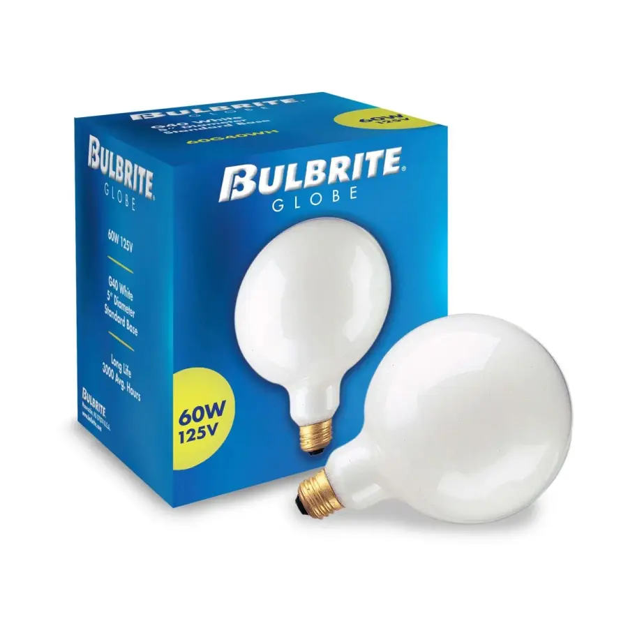 G40 Globe Incandescent Light Bulb - White Finish - Image 2