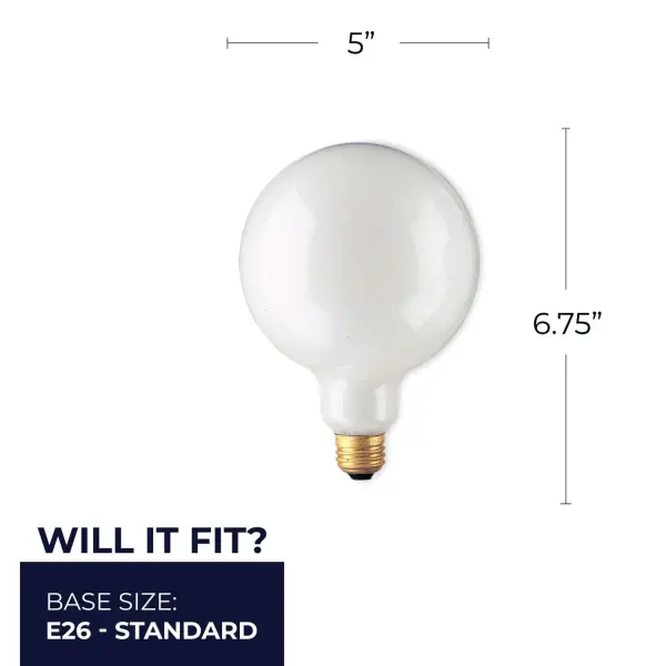 G40 Globe Incandescent Light Bulb - White Finish - Image 5