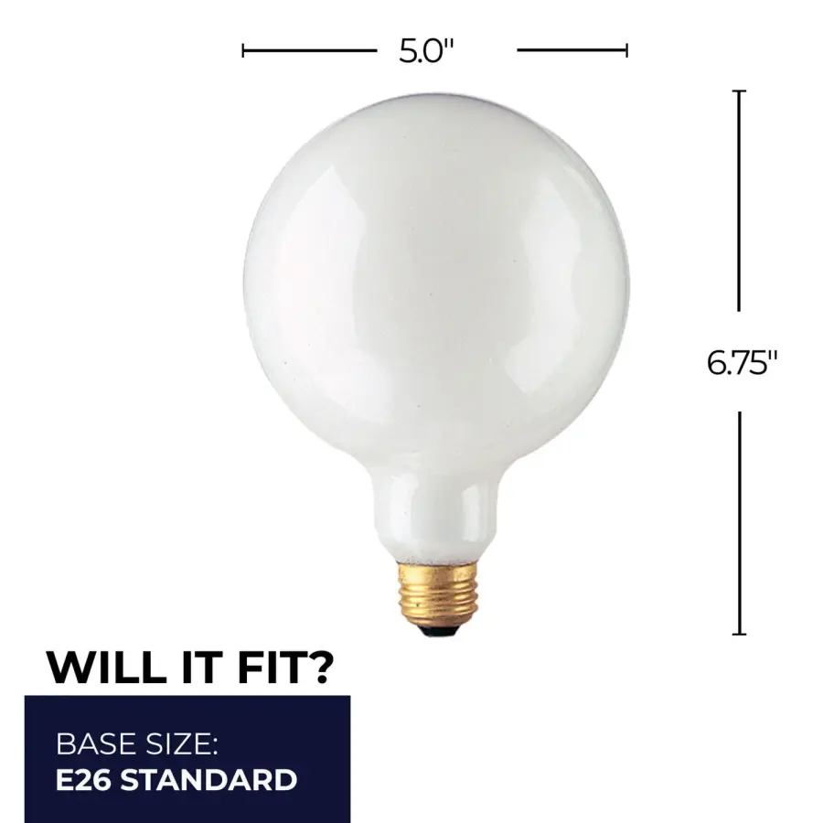 G40 Globe Incandescent Light Bulb - White Finish - Image 5