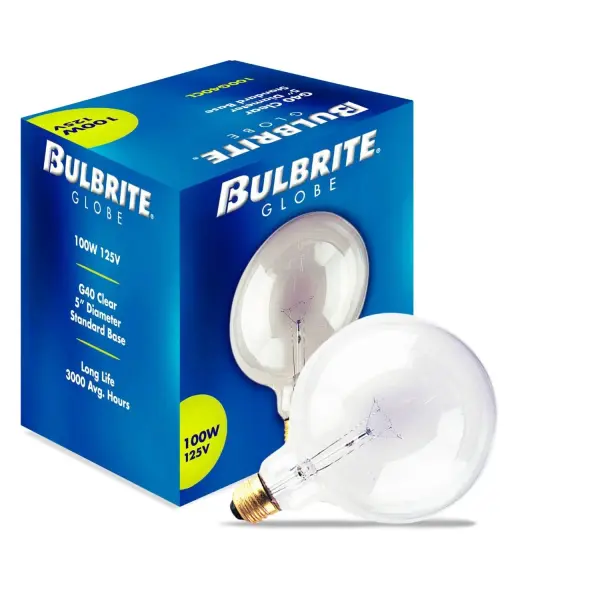 This G40 incandescent globe bulb delivers warm 2700K lighting with full dimming capability. The clear glass showcases the visible filament for vintage aesthetic appeal in exposed bulb fixtures. - alternate view
