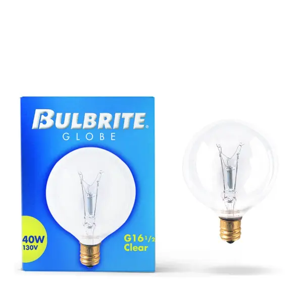 This G16.5 globe bulb delivers soft, warm white light at 2700K with a white finish that reduces glare. Perfect for vanity fixtures, chandeliers, and decorative sconces with candelabra bases. Fully dimmable for ambiance control. - alternate view