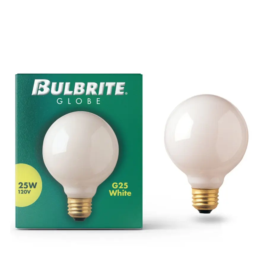 G25 Globe Incandescent Light Bulb - White Finish - Image 2