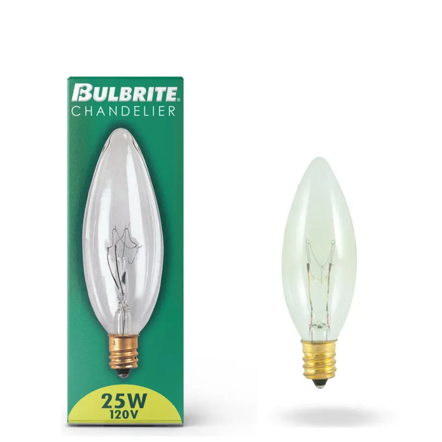 Torpedo B10 Incandescent Chandelier Bulb - 25W Clear - Image 2