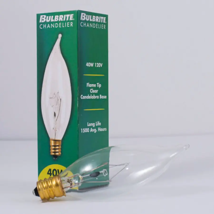 Flame Tip Candelabra Bulb - 40W Clear - Image 2