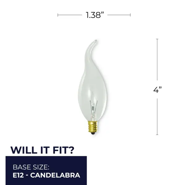 25W CA11 Teardrop Clear Chandelier Bulb - Image 5