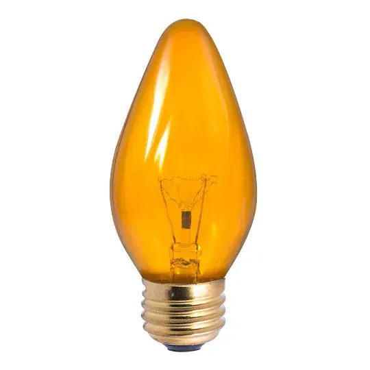 This 25W F15 flame-tip bulb delivers a warm amber glow perfect for creating ambiance in decorative fixtures. Fully dimmable with standard E26 base, it works beautifully in exposed-bulb pendants and chandeliers.