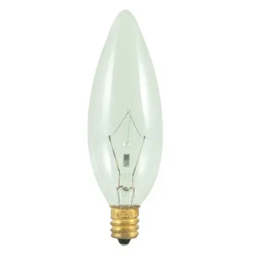 This 25W B10 torpedo bulb delivers warm, inviting light with excellent clarity. The clear glass finish and candelabra base make it perfect for chandeliers and decorative fixtures where the bulb is visible.