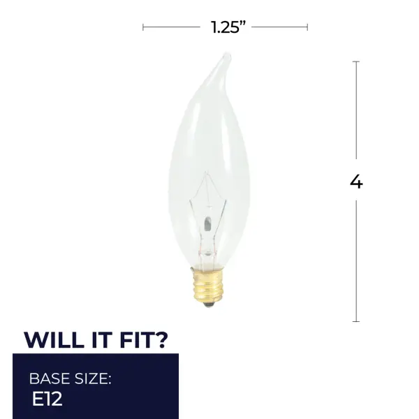 25W CA10 Flame Tip Candelabra Bulb - Image 4