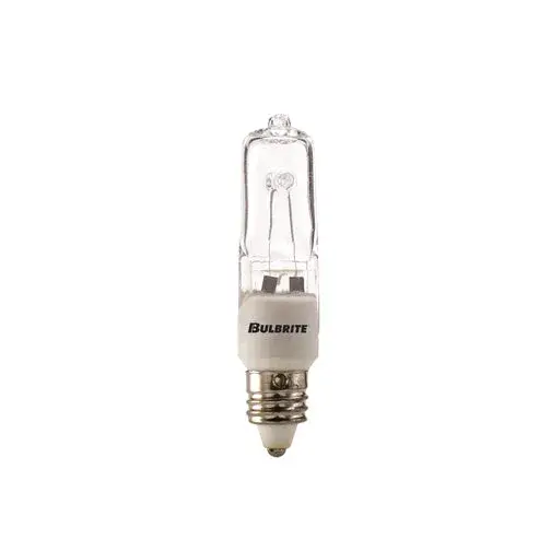 This 75-watt T4 halogen bulb delivers bright, warm light through its clear glass envelope. Designed for E11 mini-candelabra base fixtures, it's ideal for decorative lighting in residential and commercial spaces.