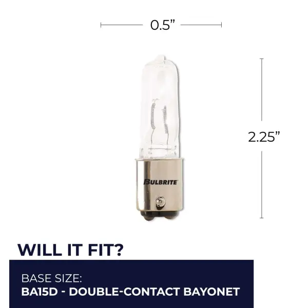 100W T4 Halogen Clear Bulb - Double Contact Bayonet Base - Image 3