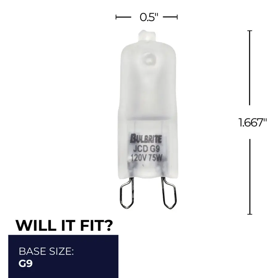 75W T4 JCD Halogen Frosted G9 Bi-Pin Bulb - Image 3