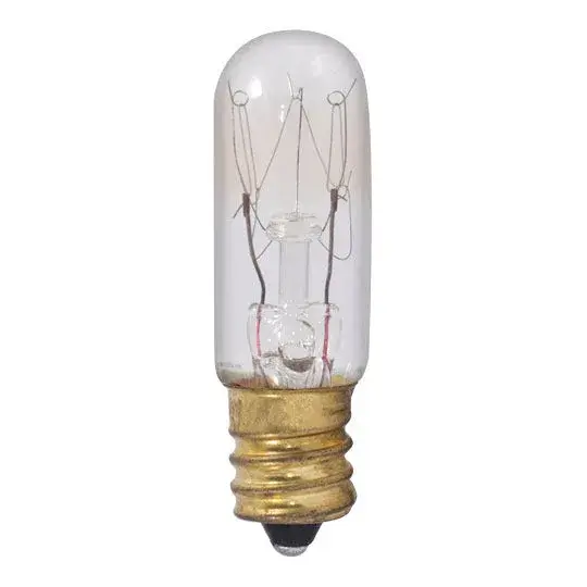 This 6W T4 incandescent bulb with E12 candelabra base delivers warm white light at 2700K. Ideal for appliances, range hoods, and small accent fixtures. Fully dimmable with clear glass for unobstructed light.