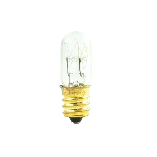 This 15W T4 tubular bulb delivers warm white light at 2700K with 100 lumens output. The clear glass finish and E12 candelabra base make it ideal for appliance lighting, under-cabinet fixtures, and specialty applications.
