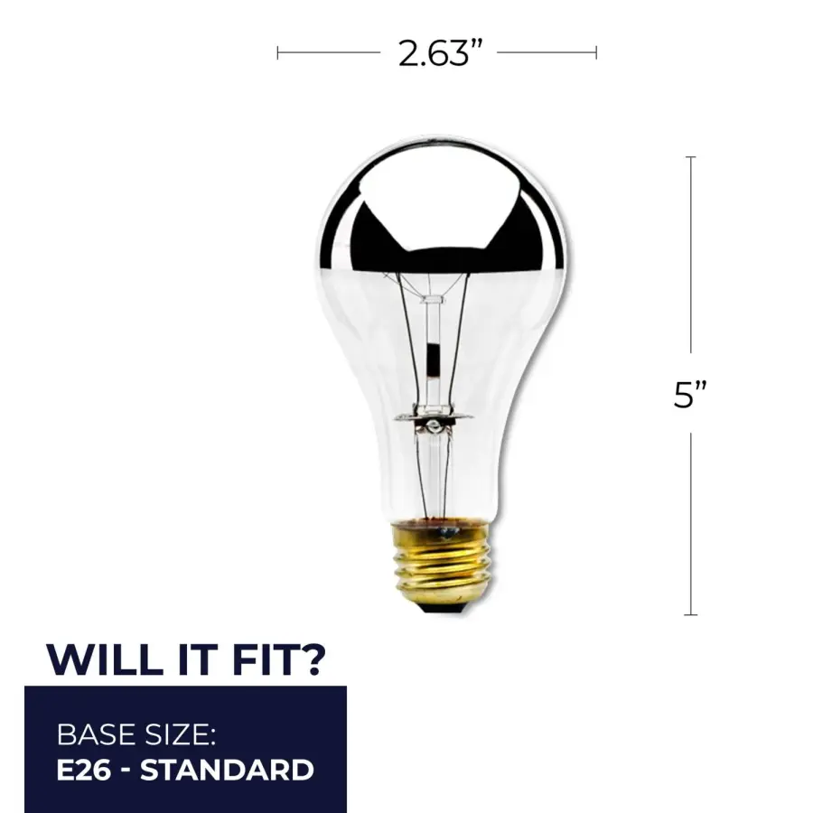 A21 Half Mirror Incandescent Light Bulb - Image 6