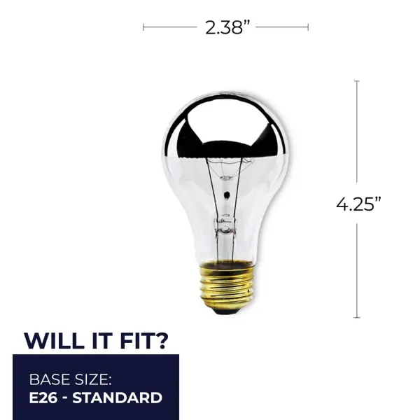 Half Mirror A19 Incandescent Bulb - Image 6