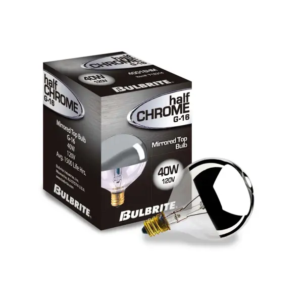 This G16.5 globe bulb combines classic styling with modern functionality. The half mirror finish creates a sophisticated look while reducing glare, making it ideal for vanity lighting and decorative fixtures where the bulb is visible. - alternate view