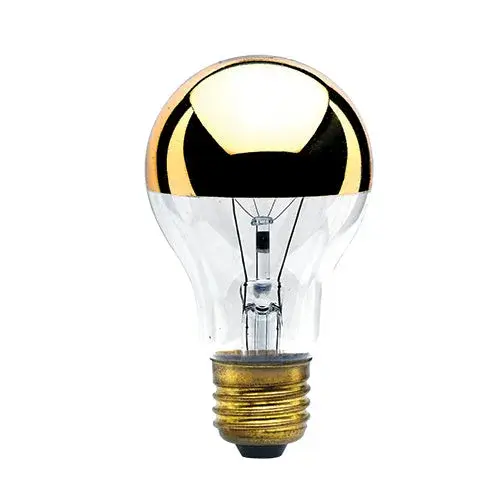 This A19 incandescent bulb combines classic warm white light with a sophisticated half gold finish that reduces glare while adding decorative appeal. Fully dimmable with 550 lumens output and universal E26 base compatibility.