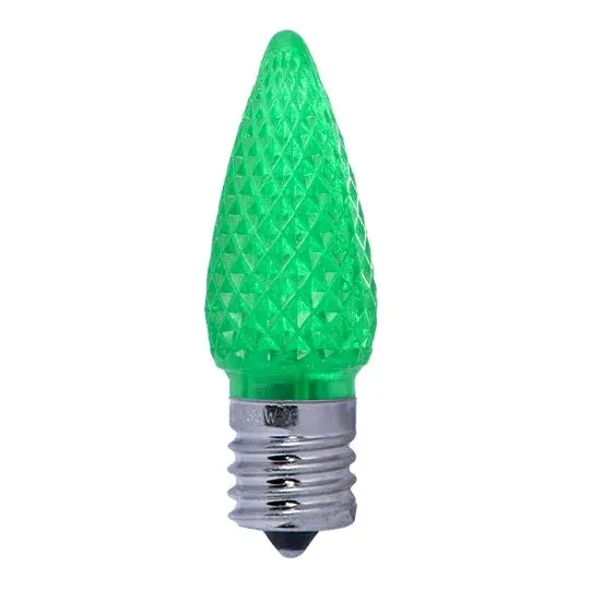 This bright green LED bulb offers a direct replacement for traditional incandescent C9 bulbs with 0.6W energy consumption. Perfect for holiday decorating and year-round outdoor lighting with 3-year warranty coverage.