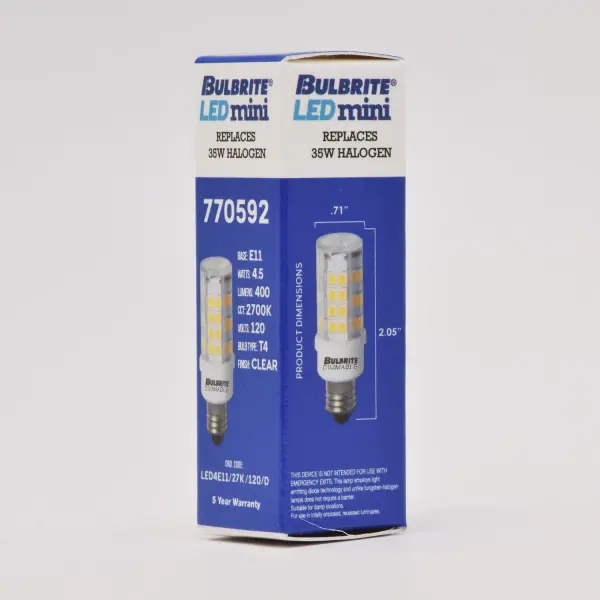 4.5W LED E11 Mini Bulb - 2700K Warm White - Image 3